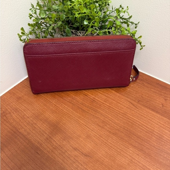 Kate Spape Burgundy Wallet Neda Newberry Lane Saffiano Leather - Picture 3 of 15